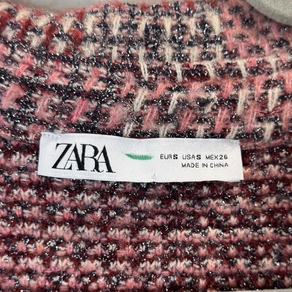 Zara | Women's Tweed Metallic Jacket With Tie Belt Size Small - Picture 5 of 7